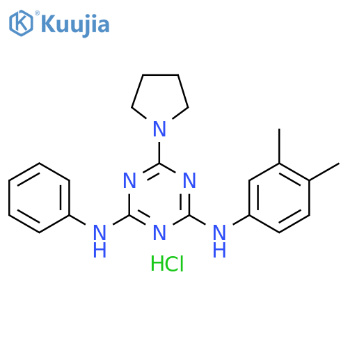 N2-(3,4-dimethylphenyl)-N4-phenyl-6-(pyrrolidin-1-yl)-1,3,5-triazine-2,4-diamine hydrochloride structure
