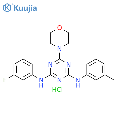 N2-(3-fluorophenyl)-N4-(3-methylphenyl)-6-(morpholin-4-yl)-1,3,5-triazine-2,4-diamine hydrochloride structure