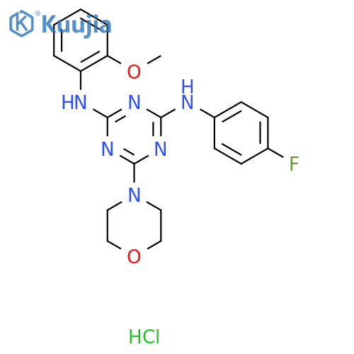 N2-(4-fluorophenyl)-N4-(2-methoxyphenyl)-6-(morpholin-4-yl)-1,3,5-triazine-2,4-diamine hydrochloride structure