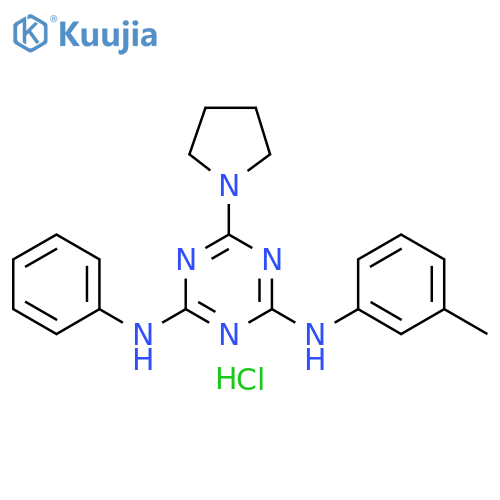 N2-(3-methylphenyl)-N4-phenyl-6-(pyrrolidin-1-yl)-1,3,5-triazine-2,4-diamine hydrochloride structure