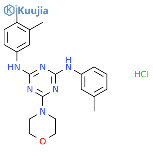 N2-(3,4-dimethylphenyl)-6-morpholino-N4-(m-tolyl)-1,3,5-triazine-2,4-diamine hydrochloride structure