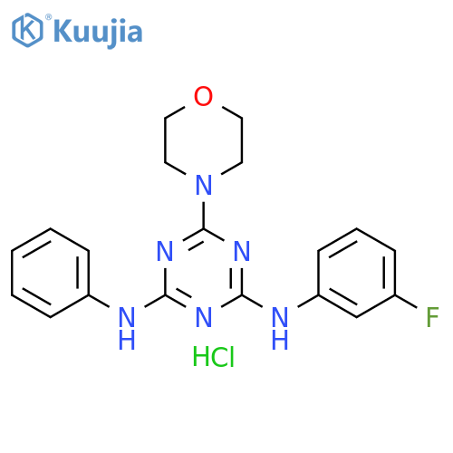 N2-(3-fluorophenyl)-6-(morpholin-4-yl)-N4-phenyl-1,3,5-triazine-2,4-diamine hydrochloride structure