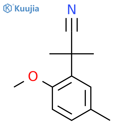 2-(2-methoxy-5-methylphenyl)-2-methylpropanenitrile structure