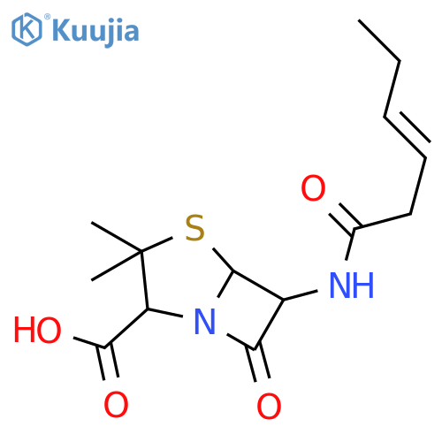 4-Thia-1-azabicyclo[3.2.0]heptane-2-carboxylicacid, 3,3-dimethyl-7-oxo-6-[(1-oxo-3-hexen-1-yl)amino]-, (2S,5R,6R)- structure