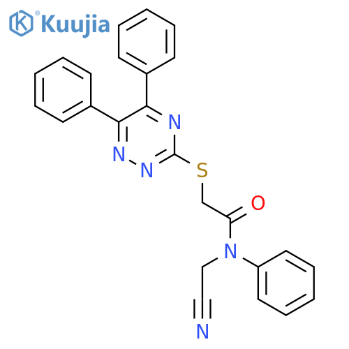 N-(cyanomethyl)-2-[(5,6-diphenyl-1,2,4-triazin-3-yl)sulfanyl]-N-phenylacetamide structure