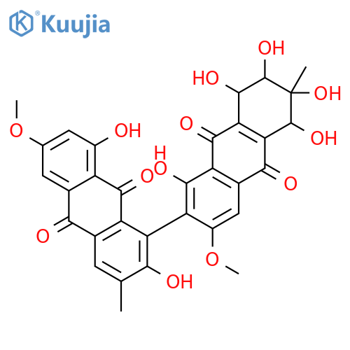 [1,2'-Bianthracene]-9,9',10,10'-tetrone,5',6',7',8'-tetrahydro-1',2,5',6',7',8,8'-heptahydroxy-3',6-dimethoxy-3,6'-dimethyl-,(5'R,6'S,7'R,8'S)- (9CI) structure