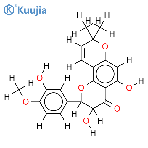 (2R,3R)-2,3-dihydro-3,5-dihydroxy-2-(3-hydroxy-4-methoxyphenyl)-8,8-dimethyl-4H,8H-benzo[1,2-b:3,4-b]dipyran-4-one structure