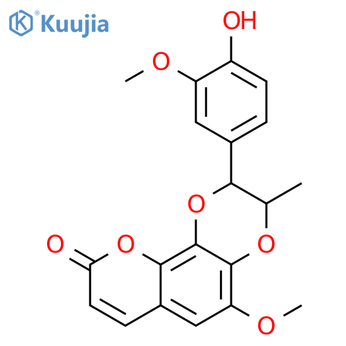 9H-Pyrano[2,3-f]-1,4-benzodioxin-9-one,2,3-dihydro-2-(4-hydroxy-3-methoxyphenyl)-5-methoxy-3-methyl- structure