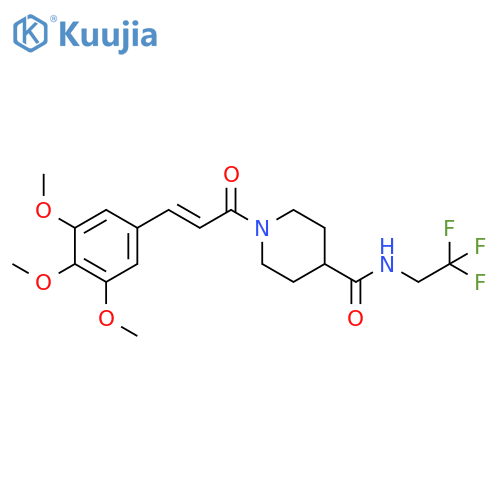 N-(2,2,2-trifluoroethyl)-1-(2E)-3-(3,4,5-trimethoxyphenyl)prop-2-enoylpiperidine-4-carboxamide structure