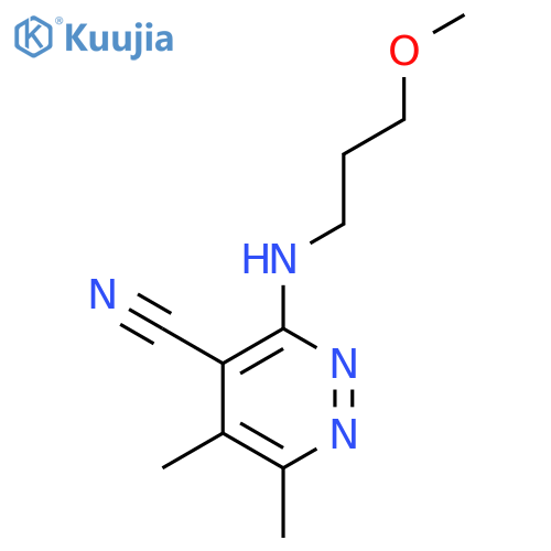 3-[(3-Methoxypropyl)amino]-5,6-dimethylpyridazine-4-carbonitrile structure