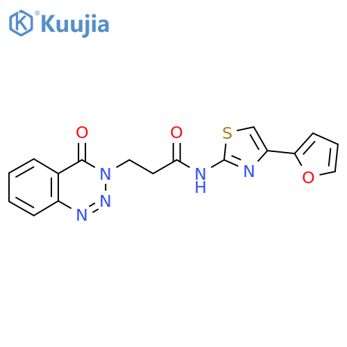 N-4-(furan-2-yl)-1,3-thiazol-2-yl-3-(4-oxo-3,4-dihydro-1,2,3-benzotriazin-3-yl)propanamide structure