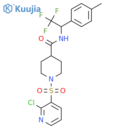1-(2-chloropyridin-3-yl)sulfonyl-N-[2,2,2-trifluoro-1-(4-methylphenyl)ethyl]piperidine-4-carboxamide structure