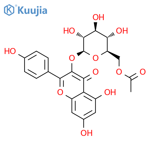 4H-1-Benzopyran-4-one, 3-[(6-O-acetyl-b-D-glucopyranosyl)oxy]-5,7-dihydroxy-2-(4-hydroxypheny l)- structure