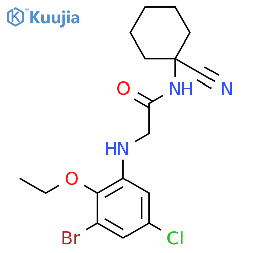 2-[(3-bromo-5-chloro-2-ethoxyphenyl)amino]-N-(1-cyanocyclohexyl)acetamide structure
