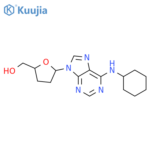 2-Furanmethanol,5-[6-(cyclohexylamino)-9H-purin-9-yl]tetrahydro-, (2S-trans)- (9CI) structure