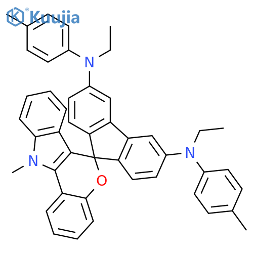 SPIRO[[1]BENZOPYRANO[4,3-B]INDOLE-6(11H),9'-[9H]FLUORENE]-3',6'-DIAMINE, N,N'-DIETHYL-11-METHYL-N,N'-BIS(4-METHYLPHENYL)- structure