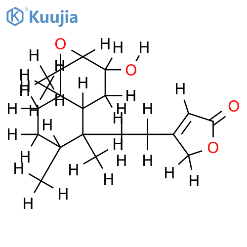 2beta-hydroxy-3,4-epoxy-5beta,10beta-cis-17alpha,20alpha-cleroda-13(14)-en-15,16-olide structure