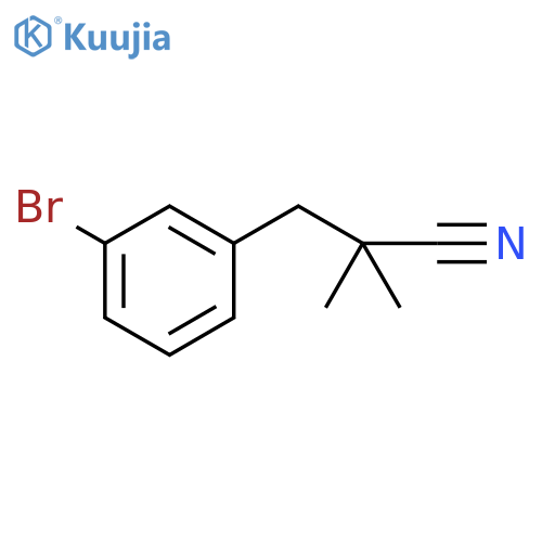 3-(3-bromophenyl)-2,2-dimethylpropanenitrile structure