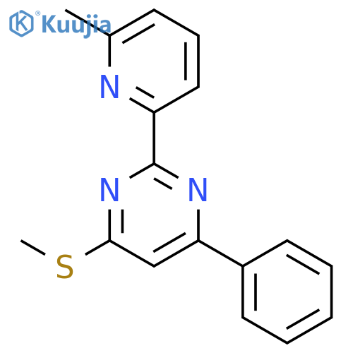 Pyrimidine, 2-(6-methyl-2-pyridinyl)-4-(methylthio)-6-phenyl- structure