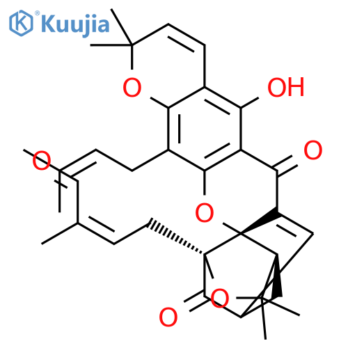 2-Butenal,2-methyl-4-[(1R,3aS,5S,14aS)-3a,4,5,7-tetrahydro-8-hydroxy-3,3,11,11-tetramethyl-13-(3-methyl-2-buten-1-yl)-7,15-dioxo-1,5-methano-1H,3H,11H-furo[3,4-g]pyrano[3,2-b]xanthen-1-yl]-,(2Z)- structure