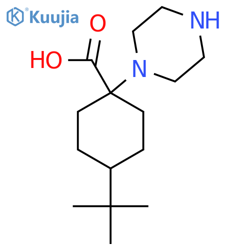 4-Tert-butyl-1-(piperazin-1-yl)cyclohexane-1-carboxylic acid structure