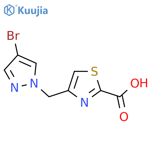 4-(4-bromo-1H-pyrazol-1-yl)methyl-1,3-thiazole-2-carboxylic acid structure