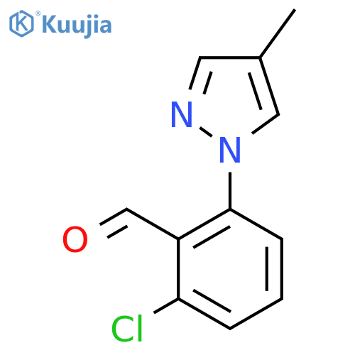2-chloro-6-(4-methyl-1H-pyrazol-1-yl)benzaldehyde structure