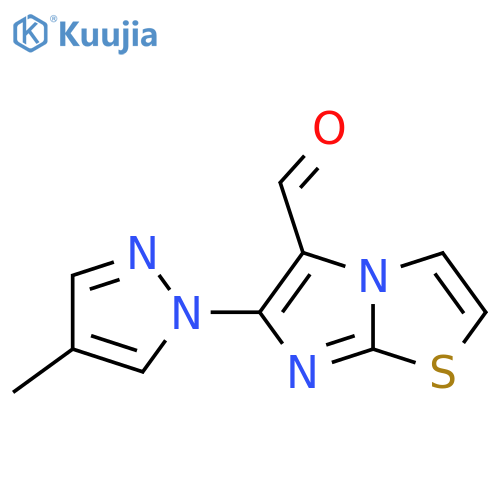 6-(4-methyl-1H-pyrazol-1-yl)imidazo2,1-b1,3thiazole-5-carbaldehyde structure