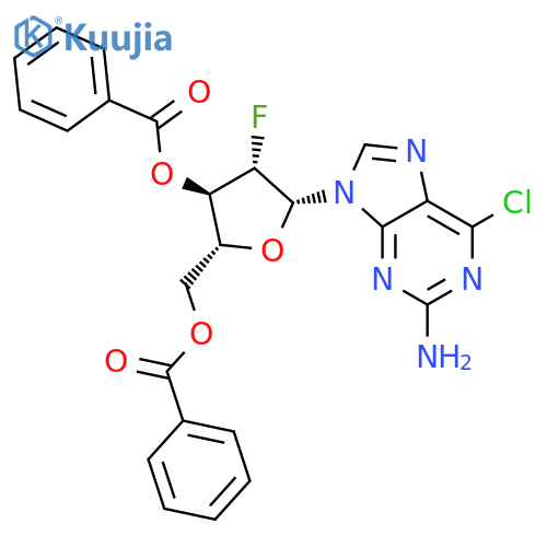 2-Amino-6-chloro-9-(2-deoxy-3,5-di-O-benzoyl-2-fluoro-b-D-arabinofuranosyl)purine structure