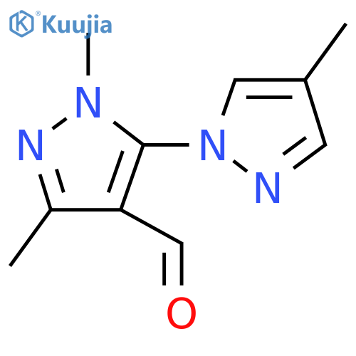 1,3-dimethyl-5-(4-methyl-1H-pyrazol-1-yl)-1H-pyrazole-4-carbaldehyde structure