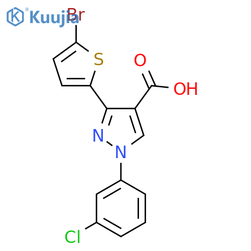 3-(5-Bromothiophen-2-yl)-1-(3-chlorophenyl)-1H-pyrazole-4-carboxylic acid structure