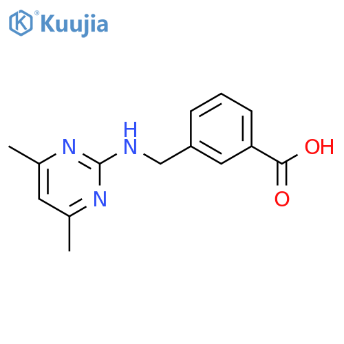 3-{[(4,6-dimethylpyrimidin-2-yl)amino]methyl}benzoic acid structure