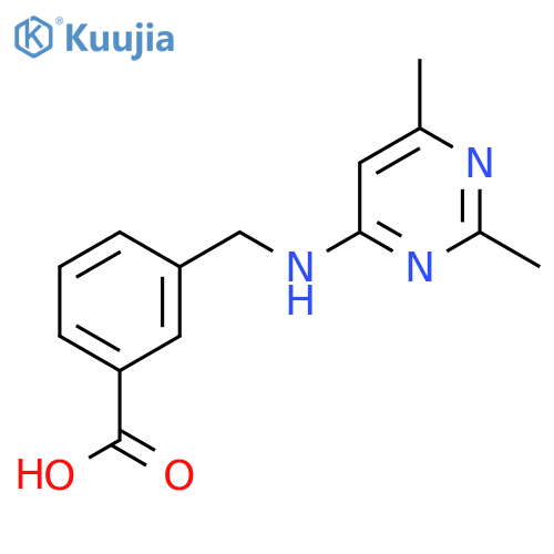 3-{(2,6-dimethylpyrimidin-4-yl)aminomethyl}benzoic acid structure