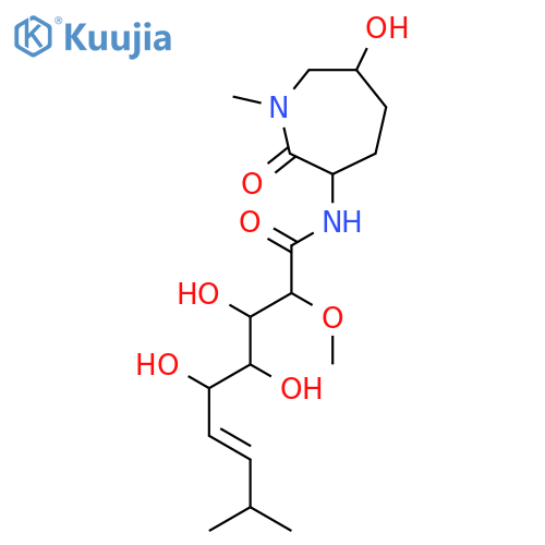 (2S,3R,4S,5R,6E)-N-((3S,6S)-2,3,4,5,6,7-hexahydro-6-hydroxy-1-methyl-2-oxoazepin-3-yl)-3,4,5-trihydroxy-2-methoxy-8-methylnon-6-enamide structure
