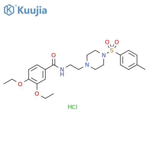 3,4-diethoxy-N-{2-4-(4-methylbenzenesulfonyl)piperazin-1-ylethyl}benzamide hydrochloride structure