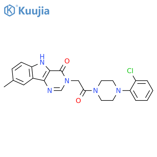 3-{2-[4-(2-chlorophenyl)piperazin-1-yl]-2-oxoethyl}-8-methyl-3H,4H,5H-pyrimido[5,4-b]indol-4-one structure