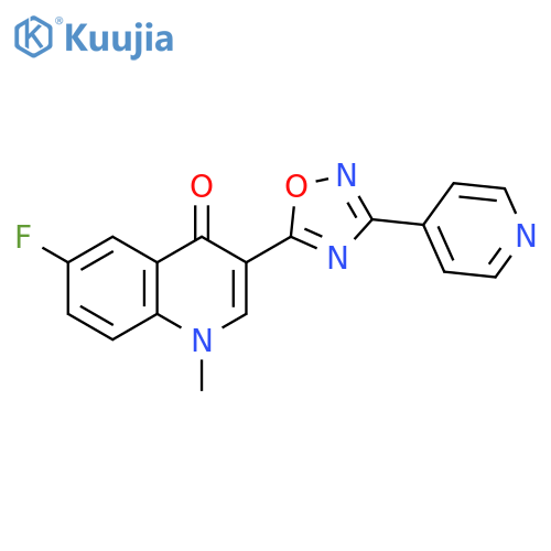 6-fluoro-1-methyl-3-[3-(pyridin-4-yl)-1,2,4-oxadiazol-5-yl]-1,4-dihydroquinolin-4-one structure