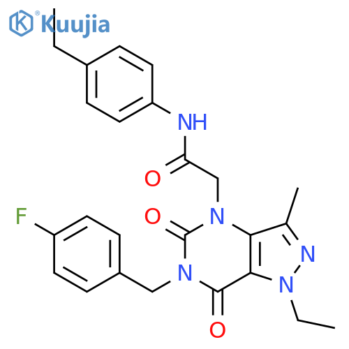 2-{1-ethyl-6-[(4-fluorophenyl)methyl]-3-methyl-5,7-dioxo-1H,4H,5H,6H,7H-pyrazolo[4,3-d]pyrimidin-4-yl}-N-(4-ethylphenyl)acetamide structure