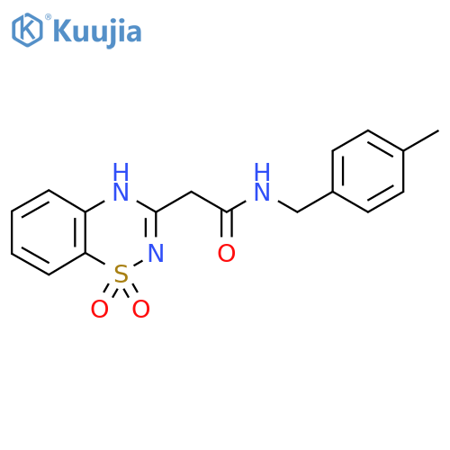 2-(1,1-dioxido-2H-1,2,4-benzothiadiazin-3-yl)-N-(4-methylbenzyl)acetamide structure