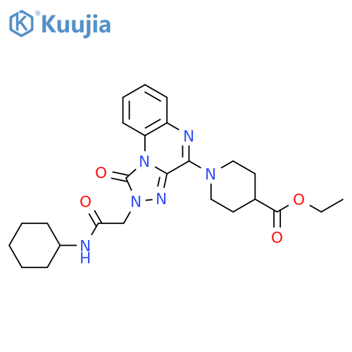 ethyl 1-{2-[(cyclohexylcarbamoyl)methyl]-1-oxo-1H,2H-[1,2,4]triazolo[4,3-a]quinoxalin-4-yl}piperidine-4-carboxylate structure