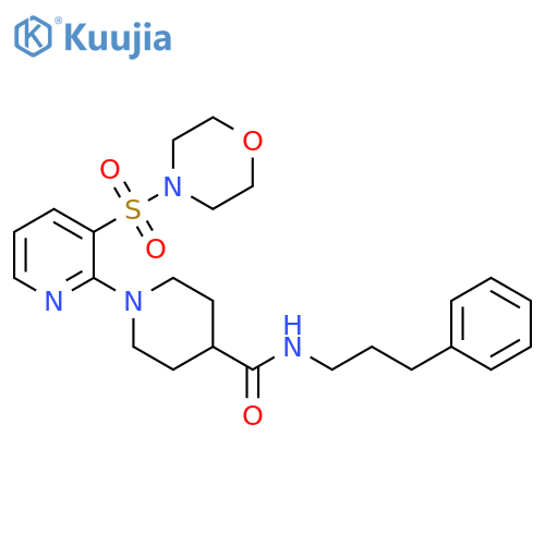 1-[3-(4-Morpholinylsulfonyl)-2-pyridinyl]-N-(3-phenylpropyl)-4-piperidinecarboxamide structure