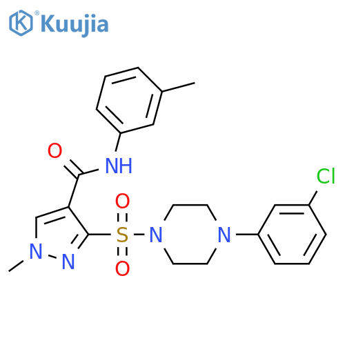 3-{4-(3-chlorophenyl)piperazin-1-ylsulfonyl}-1-methyl-N-(3-methylphenyl)-1H-pyrazole-4-carboxamide structure