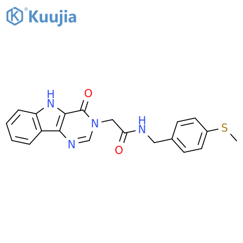 N-{[4-(methylsulfanyl)phenyl]methyl}-2-{4-oxo-3H,4H,5H-pyrimido[5,4-b]indol-3-yl}acetamide structure