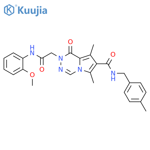 2-{[(2-methoxyphenyl)carbamoyl]methyl}-6,8-dimethyl-N-[(4-methylphenyl)methyl]-1-oxo-1H,2H-pyrrolo[1,2-d][1,2,4]triazine-7-carboxamide structure