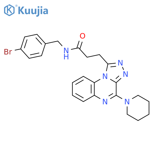 N-[(4-bromophenyl)methyl]-3-[4-(piperidin-1-yl)-[1,2,4]triazolo[4,3-a]quinoxalin-1-yl]propanamide structure