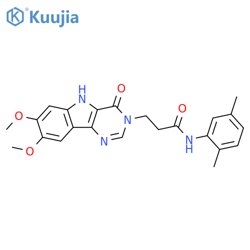 3-{7,8-dimethoxy-4-oxo-3H,4H,5H-pyrimido[5,4-b]indol-3-yl}-N-(2,5-dimethylphenyl)propanamide structure