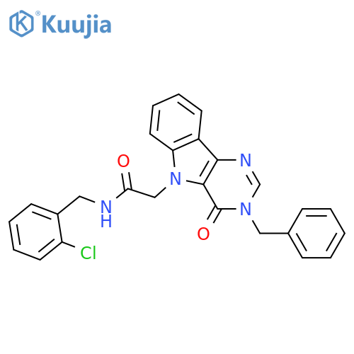 2-{3-benzyl-4-oxo-3H,4H,5H-pyrimido[5,4-b]indol-5-yl}-N-[(2-chlorophenyl)methyl]acetamide structure