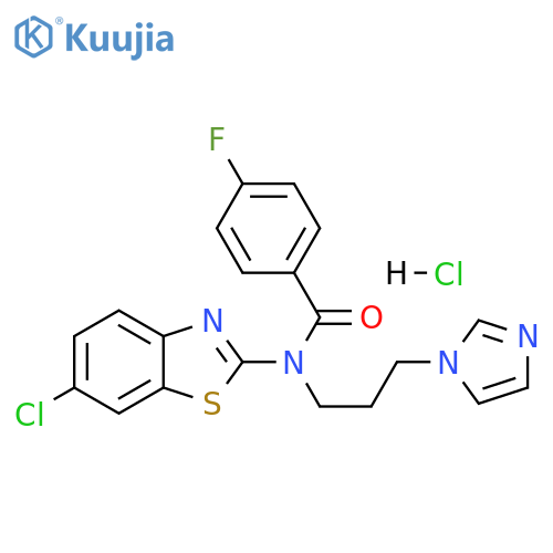 N-(6-chloro-1,3-benzothiazol-2-yl)-4-fluoro-N-[3-(1H-imidazol-1-yl)propyl]benzamide hydrochloride structure