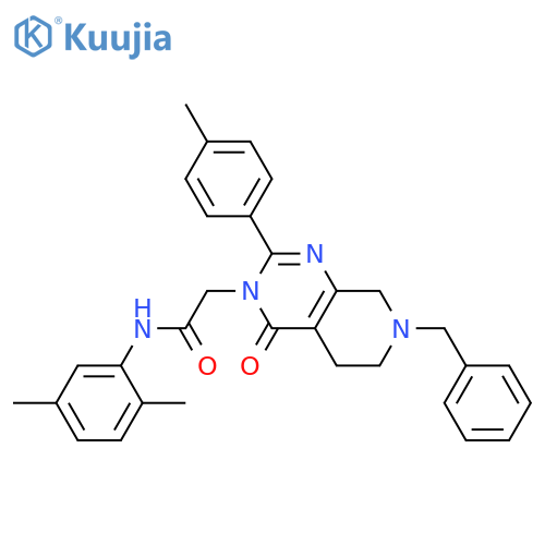2-[7-benzyl-2-(4-methylphenyl)-4-oxo-3H,4H,5H,6H,7H,8H-pyrido[3,4-d]pyrimidin-3-yl]-N-(2,5-dimethylphenyl)acetamide structure