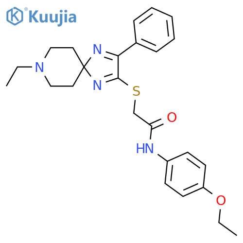 N-(4-ethoxyphenyl)-2-({8-ethyl-3-phenyl-1,4,8-triazaspiro[4.5]deca-1,3-dien-2-yl}sulfanyl)acetamide structure